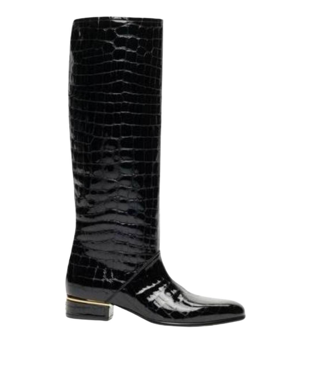 CHANEL Черные сапоги из экзотической кожи, фото 1