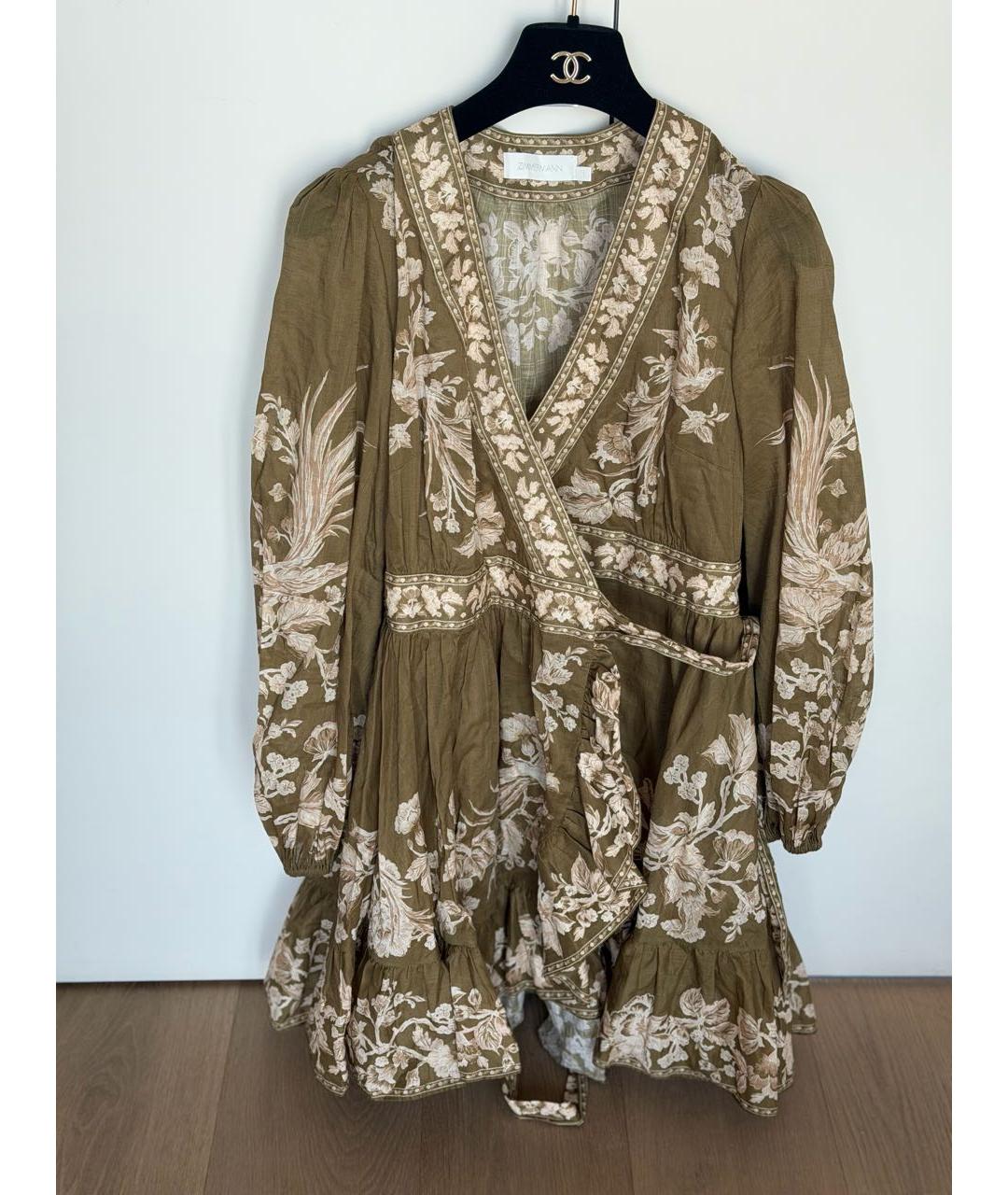 ZIMMERMANN Хаки хлопковое платье, фото 7
