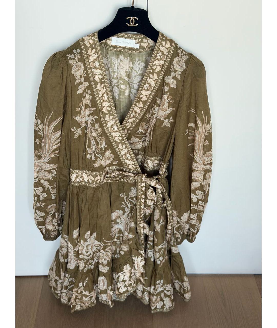 ZIMMERMANN Хаки хлопковое платье, фото 8