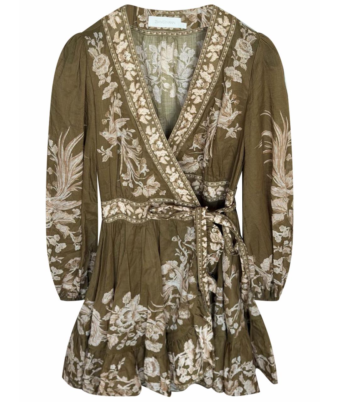 ZIMMERMANN Хаки хлопковое платье, фото 1