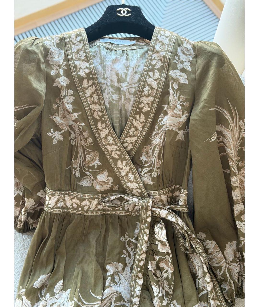 ZIMMERMANN Хаки хлопковое платье, фото 4