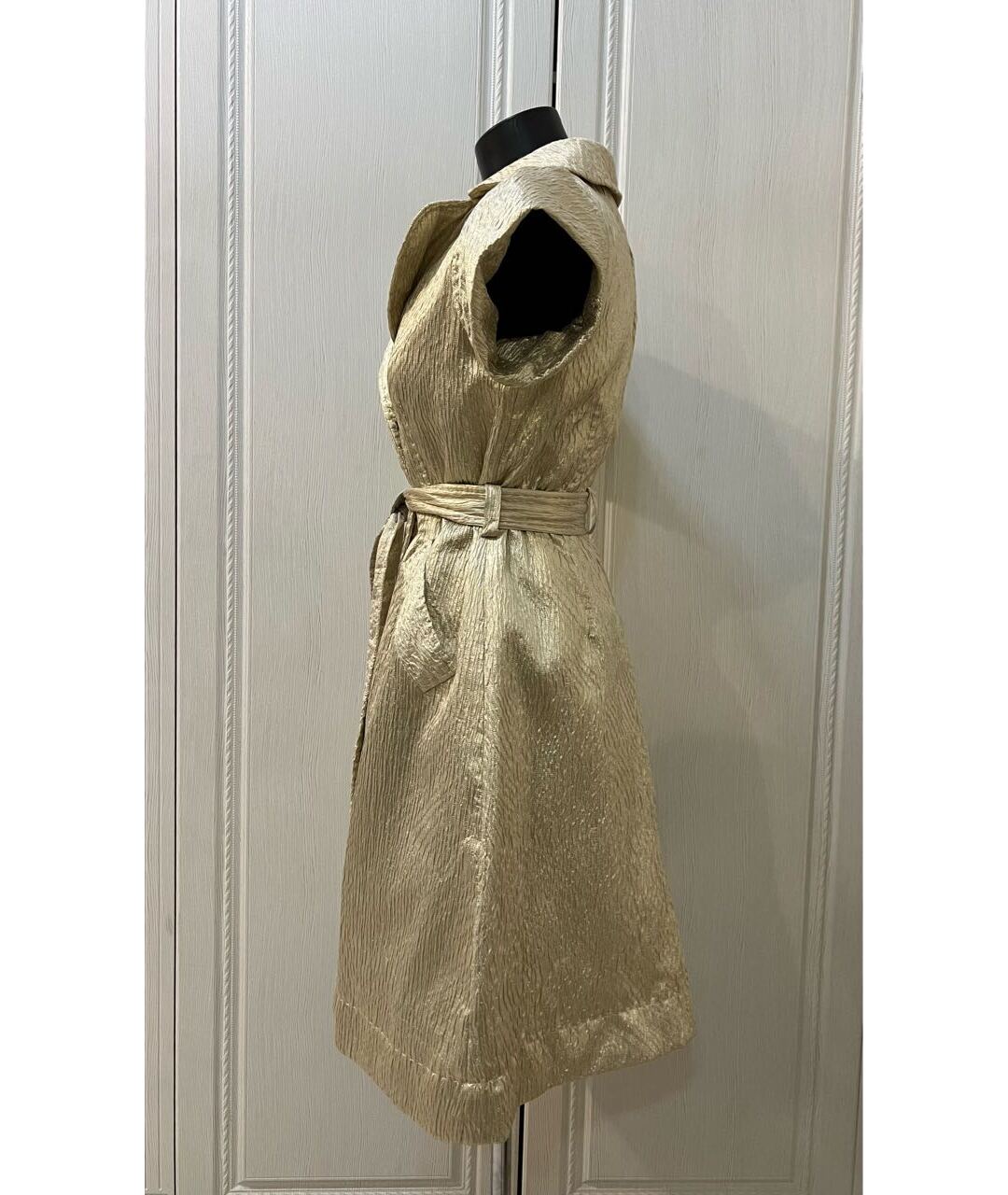 ALBERTA FERRETTI Золотое шелковое коктейльное платье, фото 2