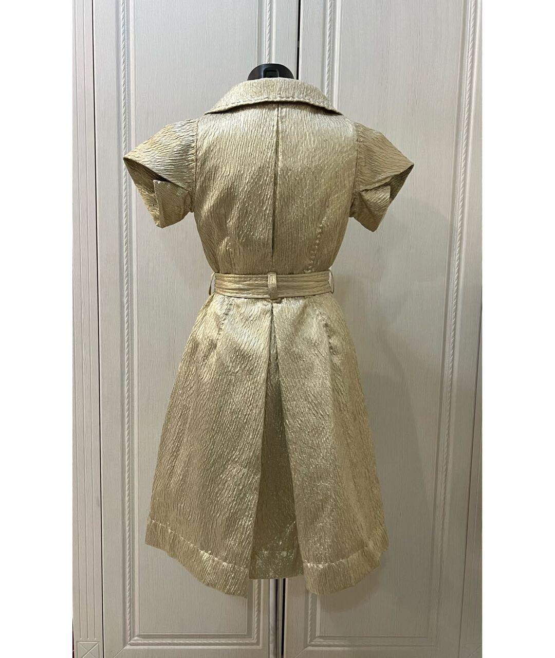 ALBERTA FERRETTI Золотое шелковое коктейльное платье, фото 3