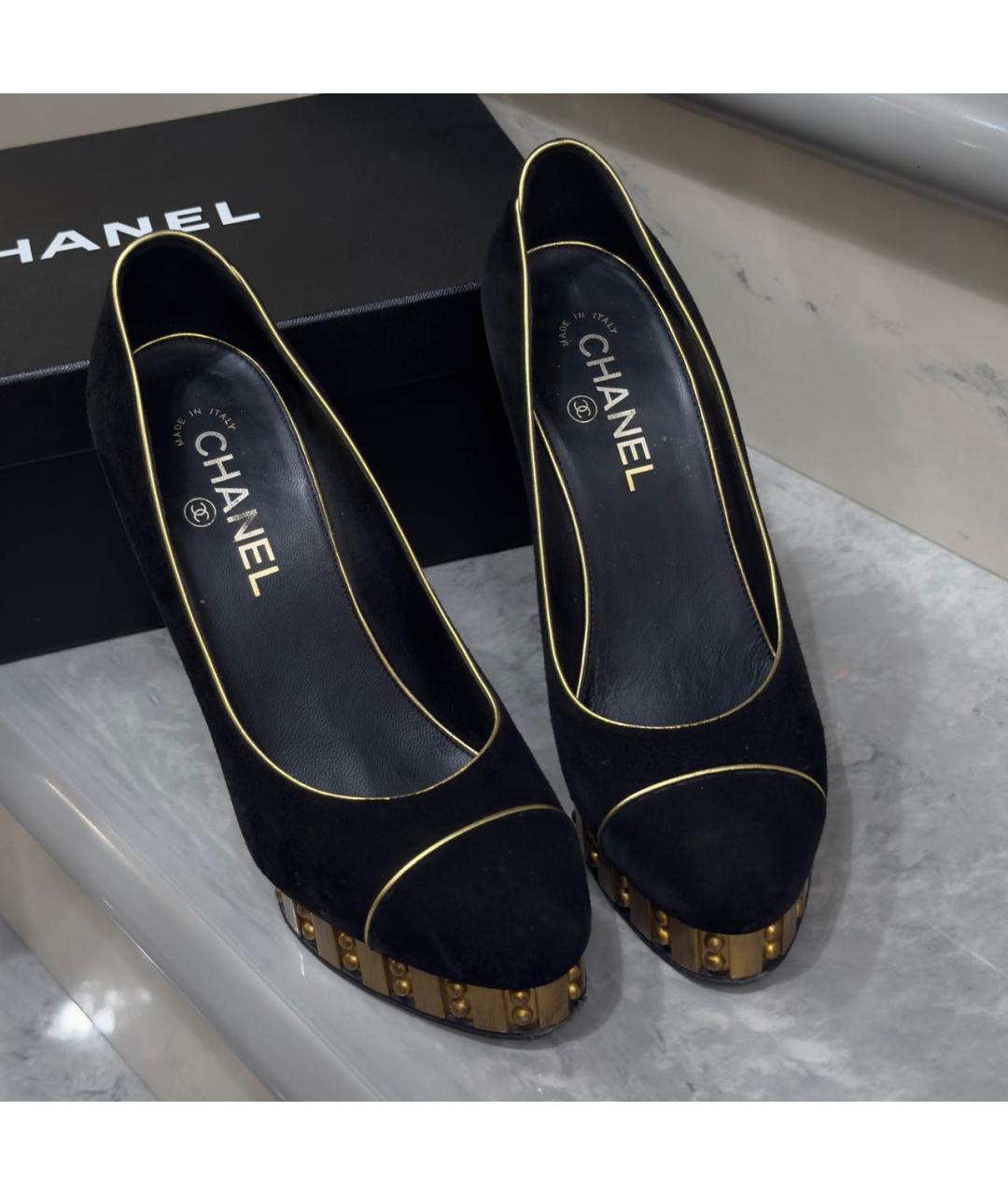 CHANEL Черные замшевые туфли, фото 6