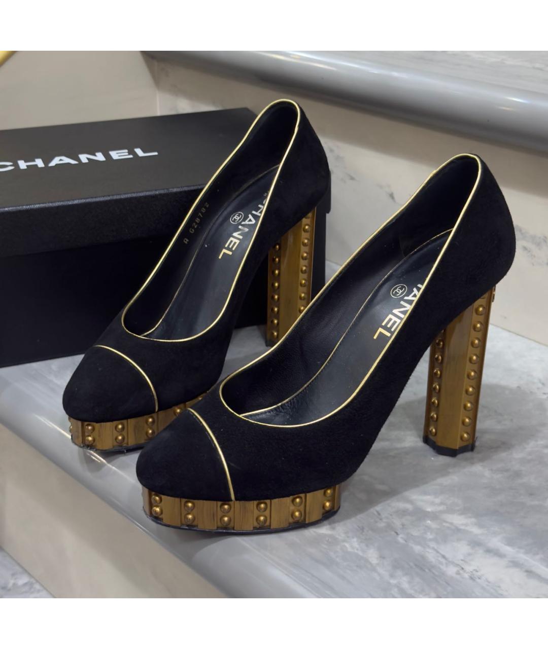 CHANEL Черные замшевые туфли, фото 2