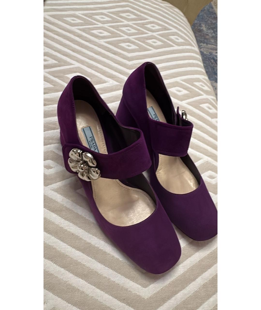 PRADA Фиолетовые замшевые туфли, фото 3