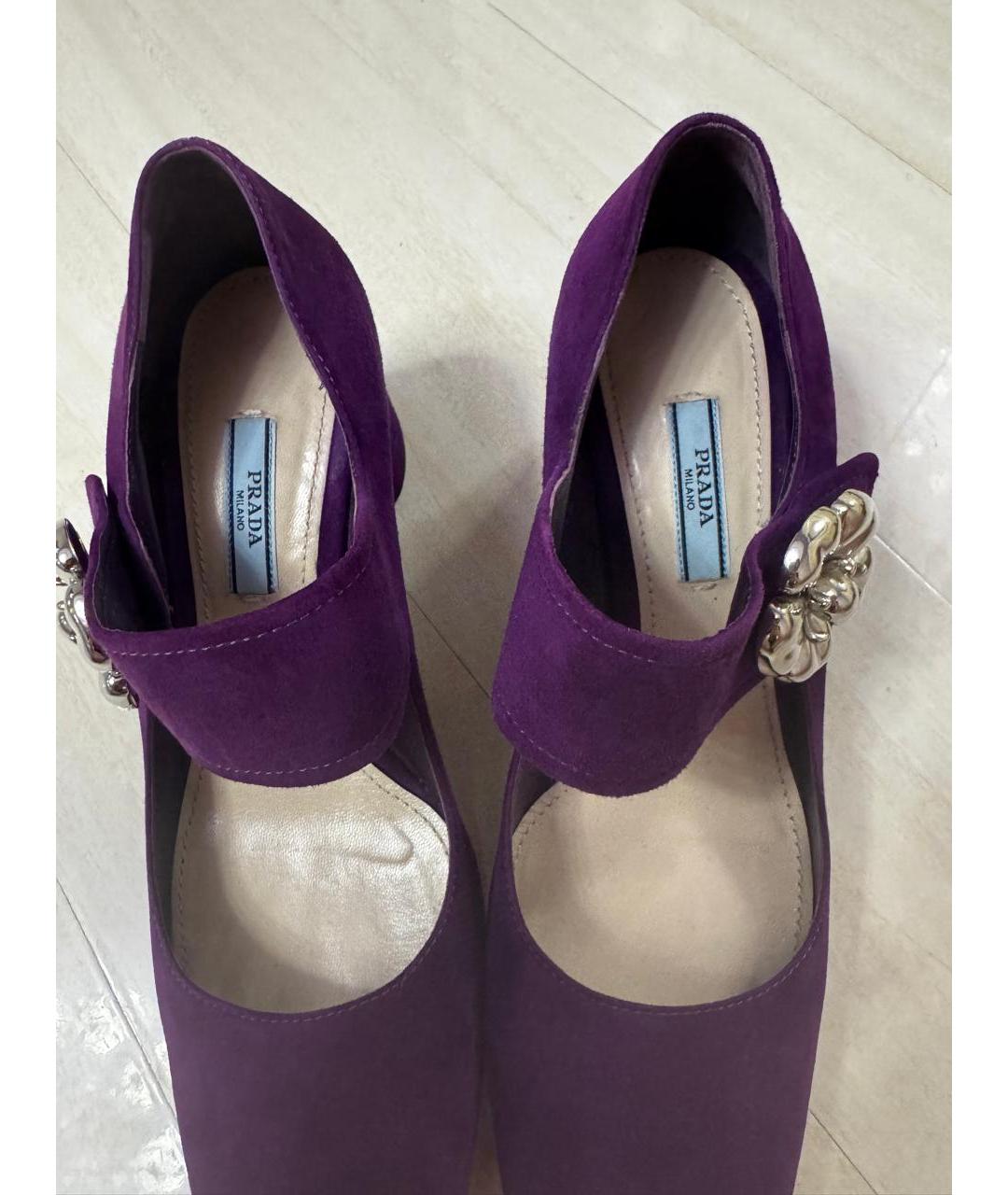 PRADA Фиолетовые замшевые туфли, фото 4