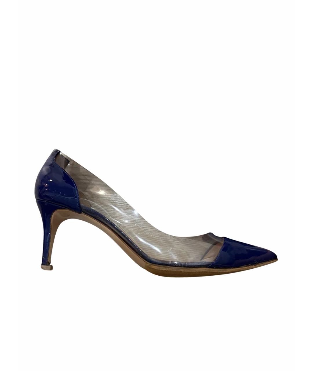 GIANVITO ROSSI Синие босоножки из лакированной кожи, фото 1