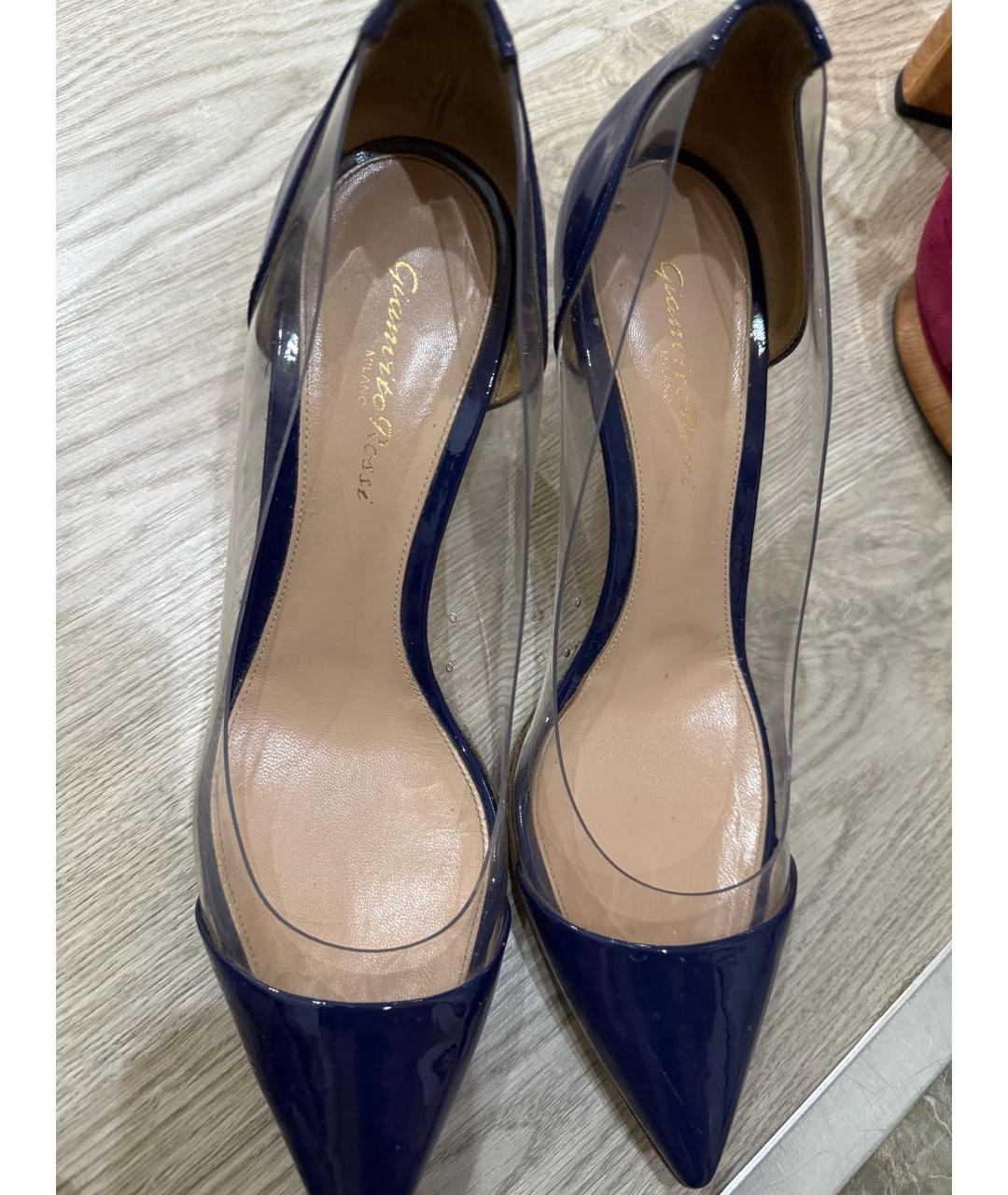 GIANVITO ROSSI Синие босоножки из лакированной кожи, фото 2