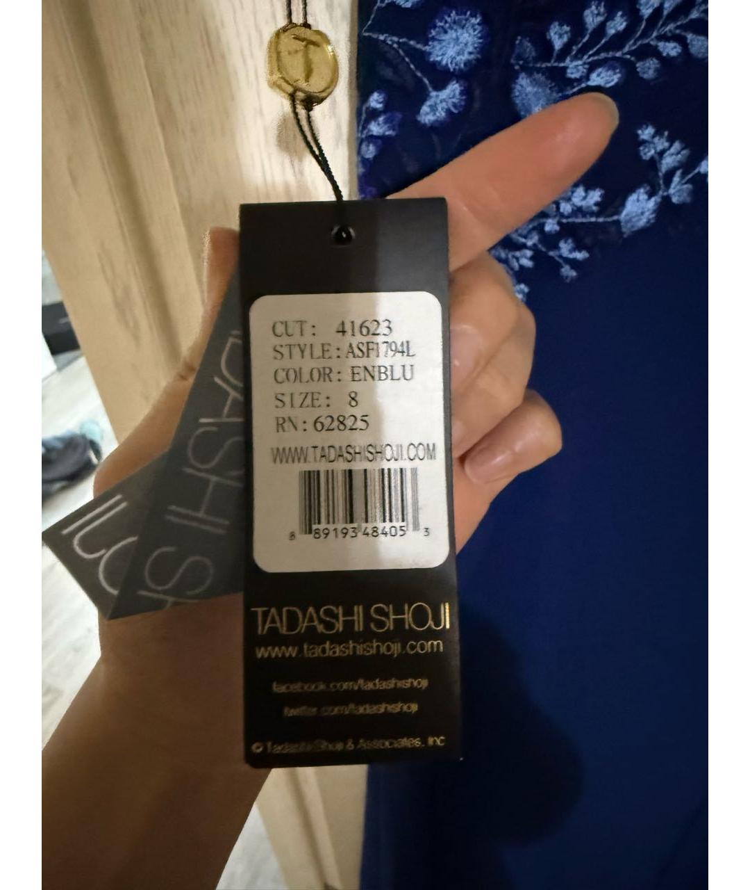 TADASHI SHOJI Синее полиэстеровое вечернее платье, фото 4