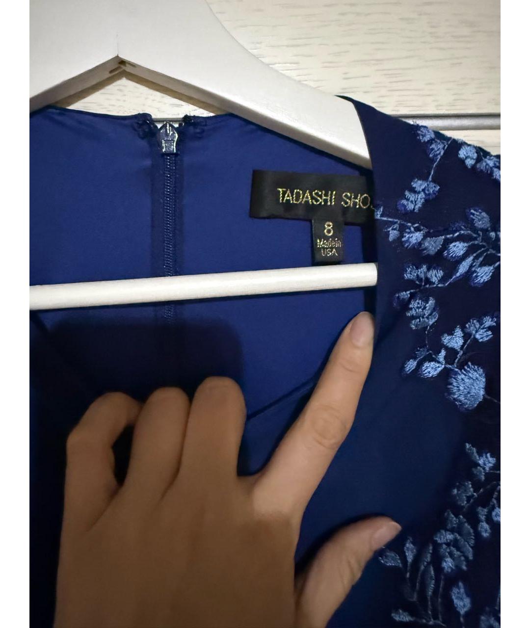 TADASHI SHOJI Синее полиэстеровое вечернее платье, фото 3