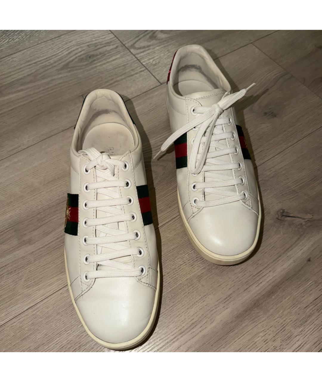 GUCCI Белые кожаные кеды, фото 2