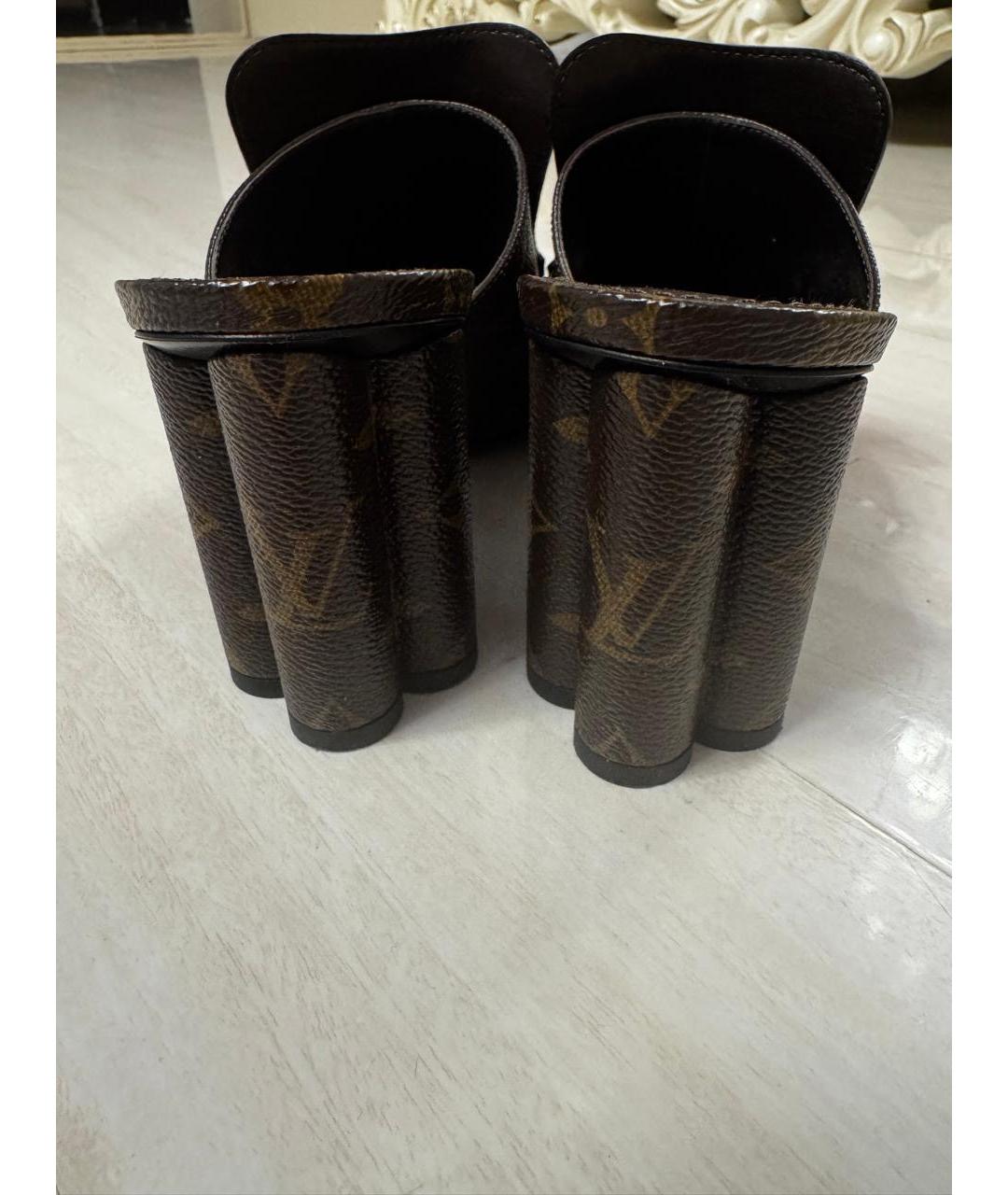 LOUIS VUITTON Коричневые кожаные мюли, фото 4