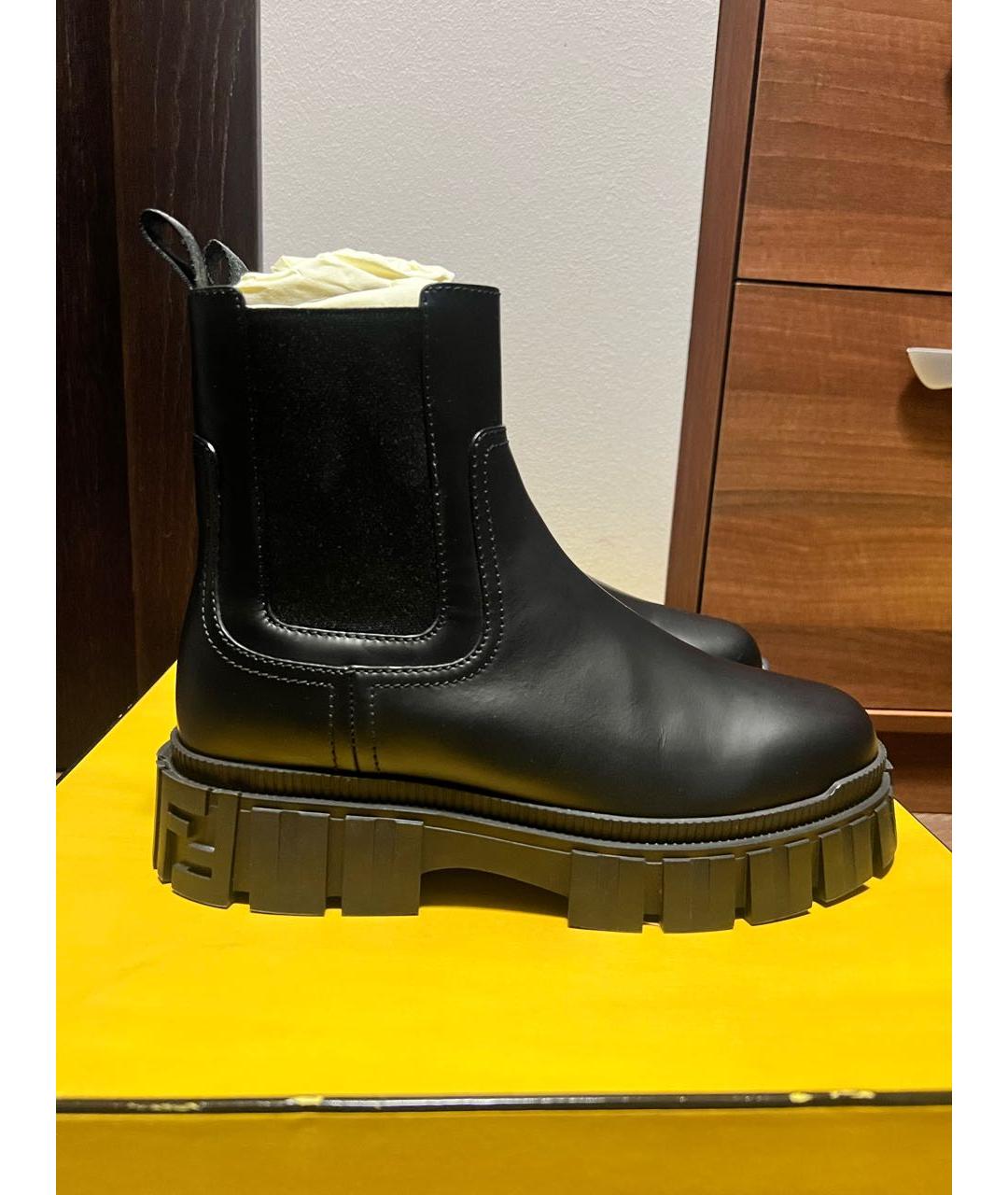 FENDI Черные кожаные ботинки, фото 6