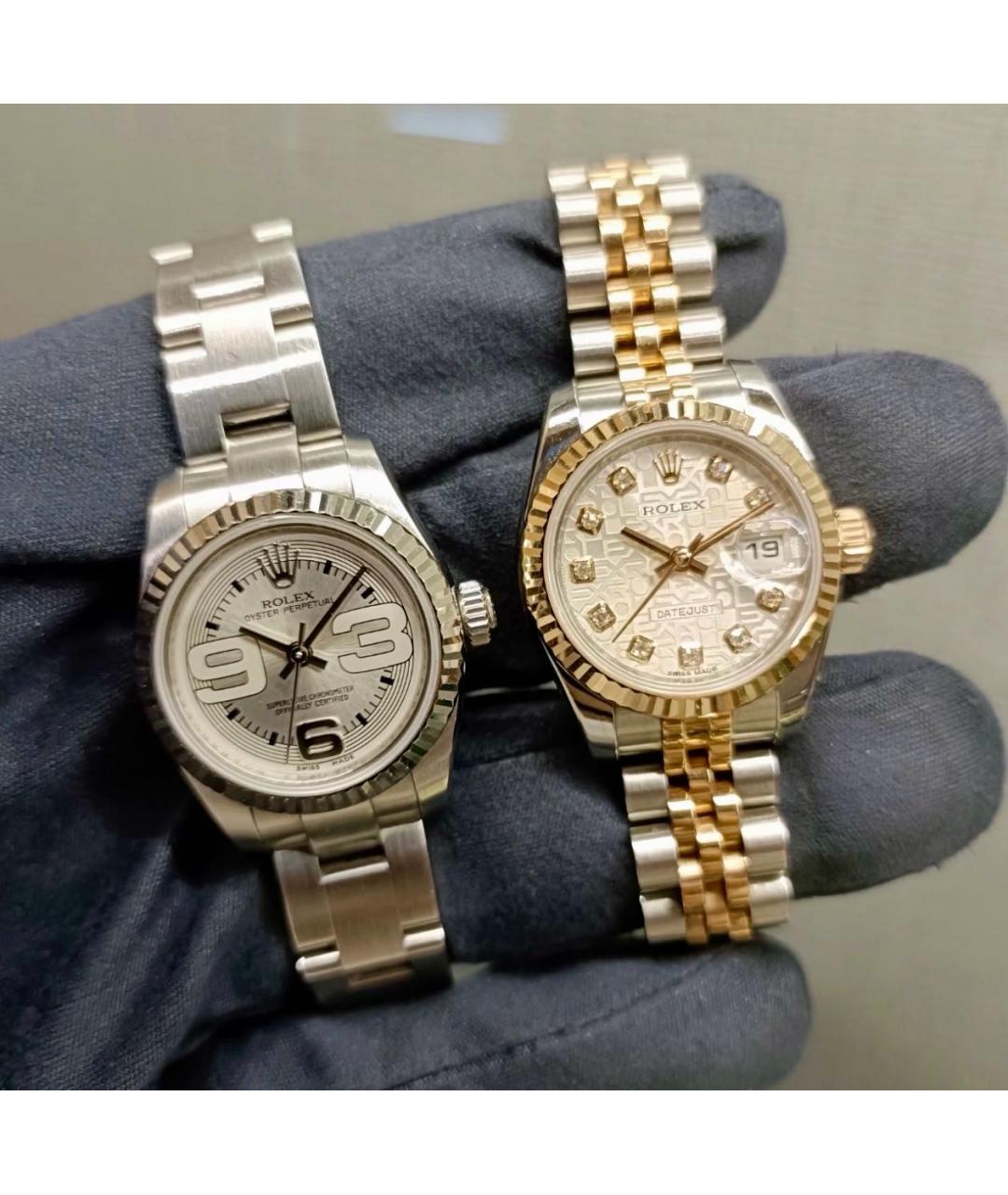 ROLEX Белые металлические часы, фото 8