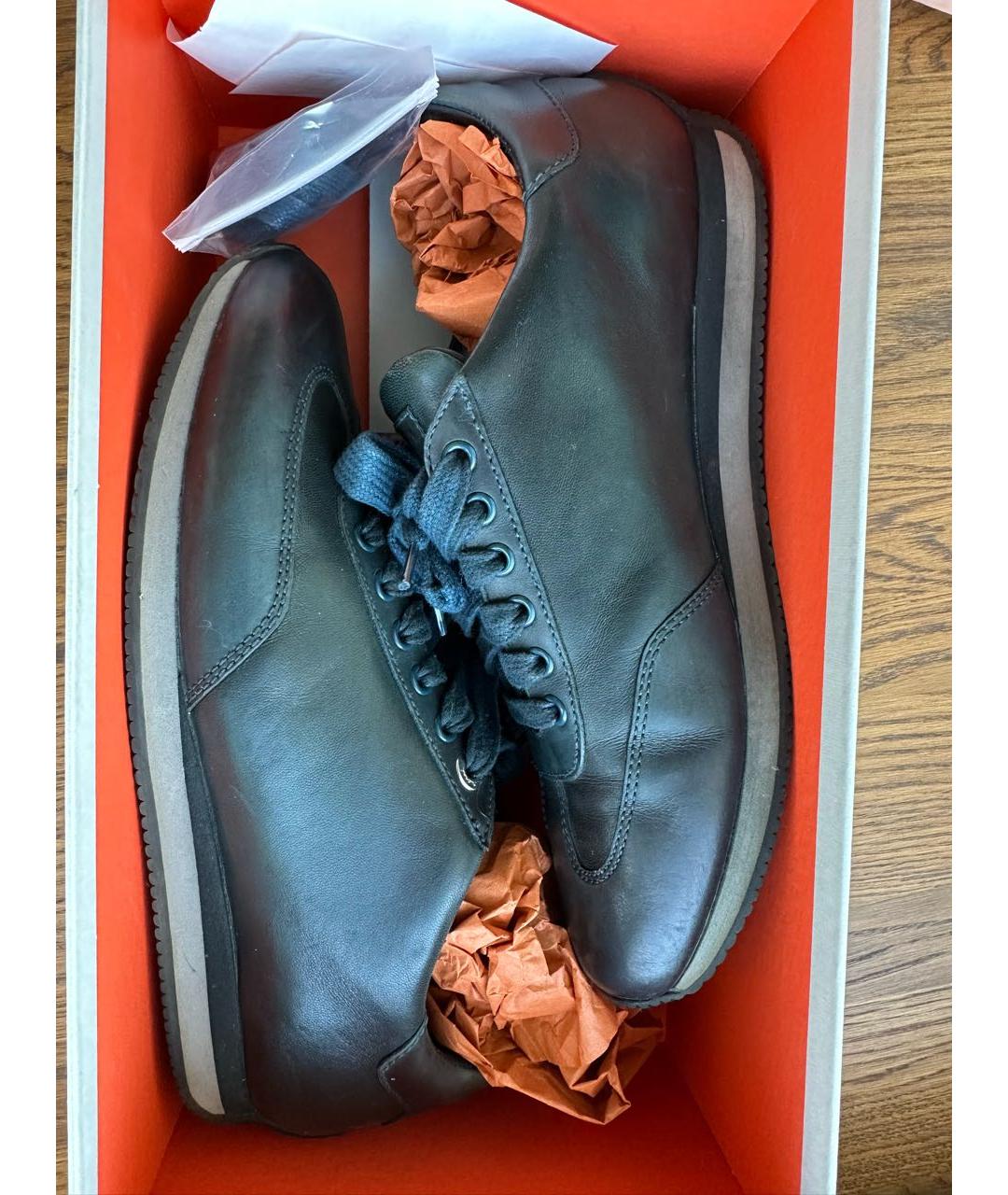 SANTONI Зеленые кожаные низкие кроссовки / кеды, фото 2