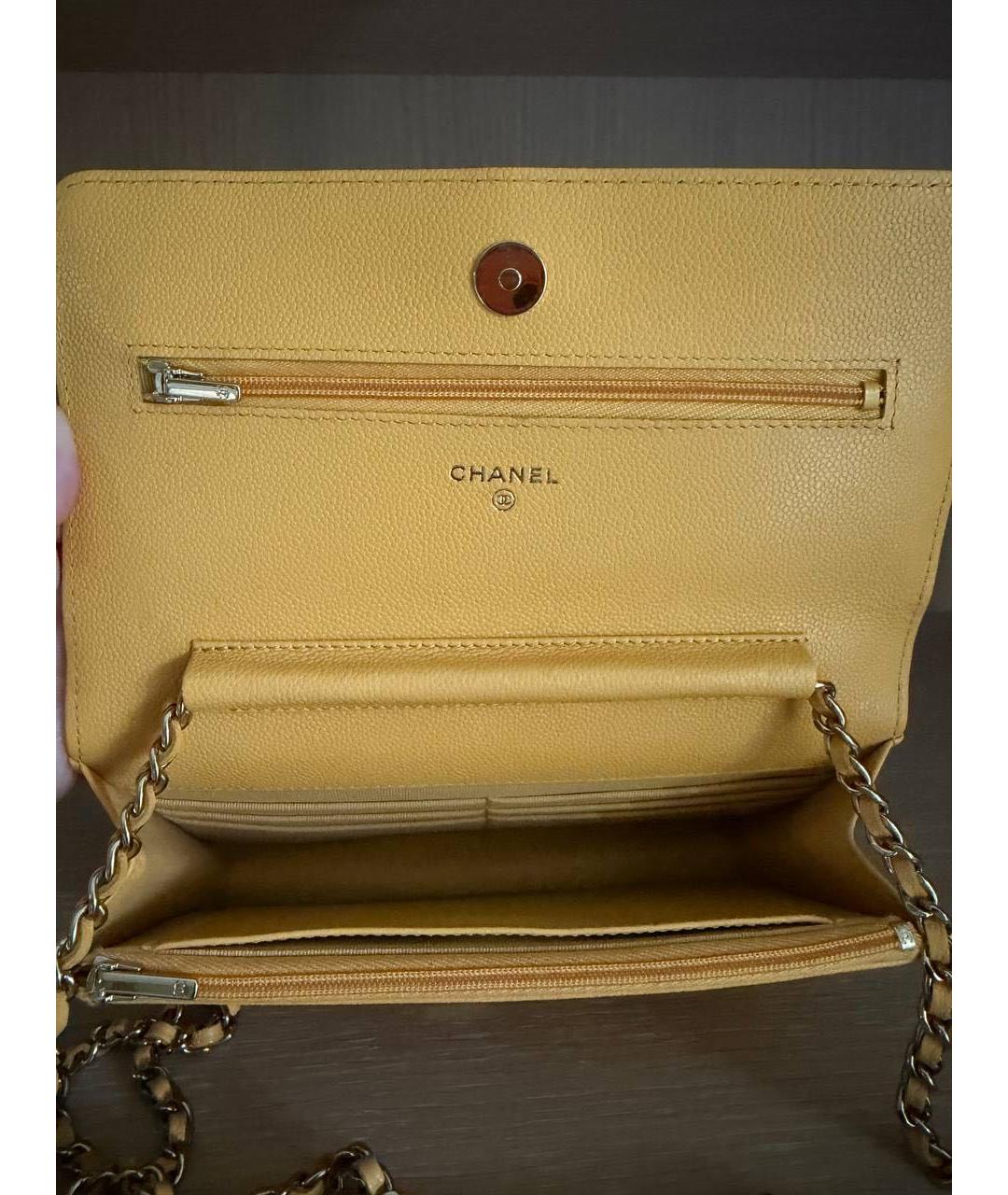 CHANEL Желтая кожаная сумка через плечо, фото 4