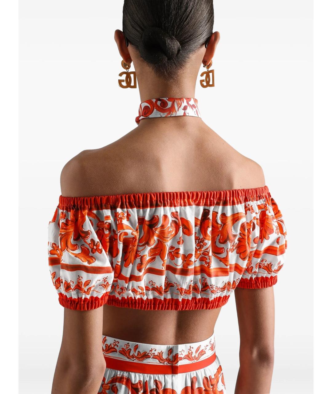 DOLCE&GABBANA Оранжевая хлопковая рубашка, фото 5