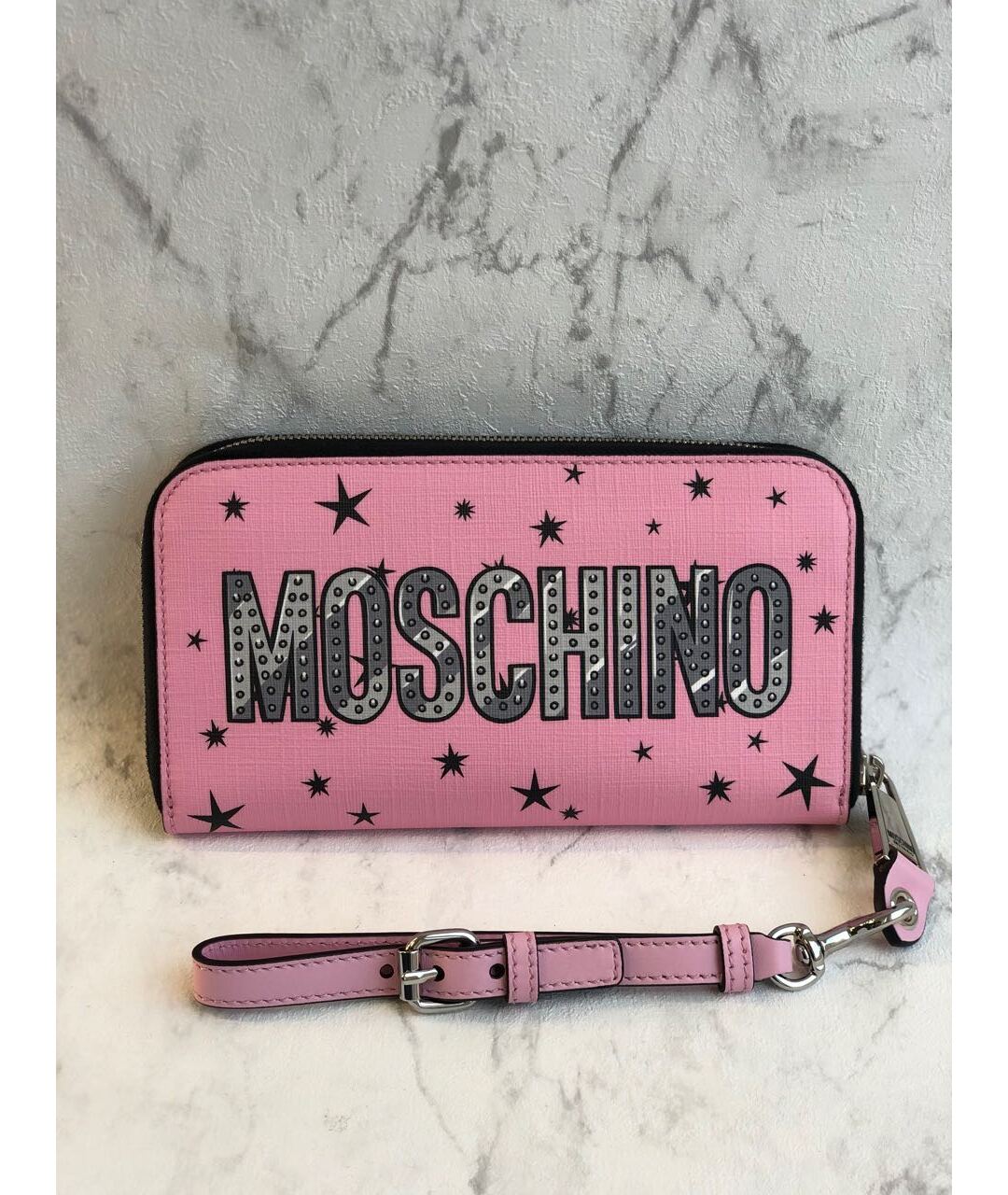 MOSCHINO Розовый кожаный кошелек, фото 9