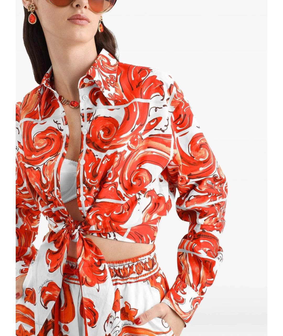 DOLCE&GABBANA Оранжевая хлопковая рубашка, фото 4