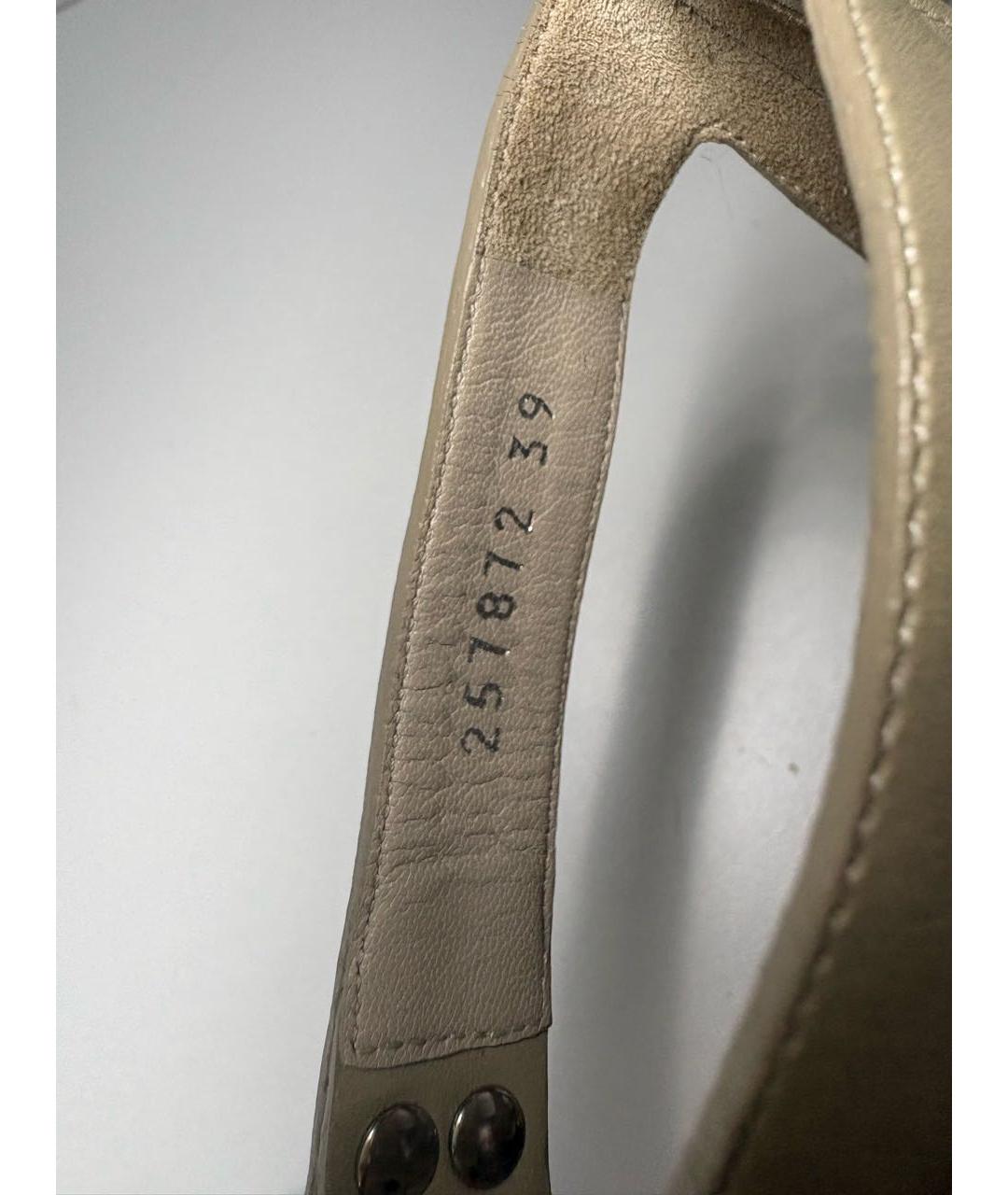 GUCCI Бежевые кожаные босоножки, фото 6