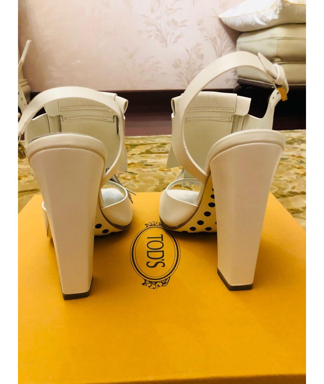 TOD'S Белые кожаные босоножки, фото 4