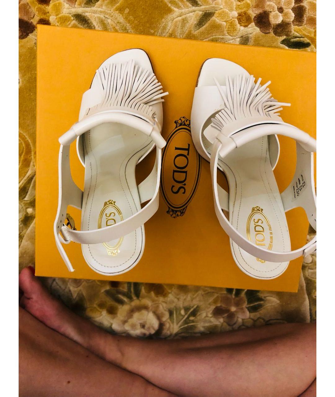 TOD'S Белые кожаные босоножки, фото 3