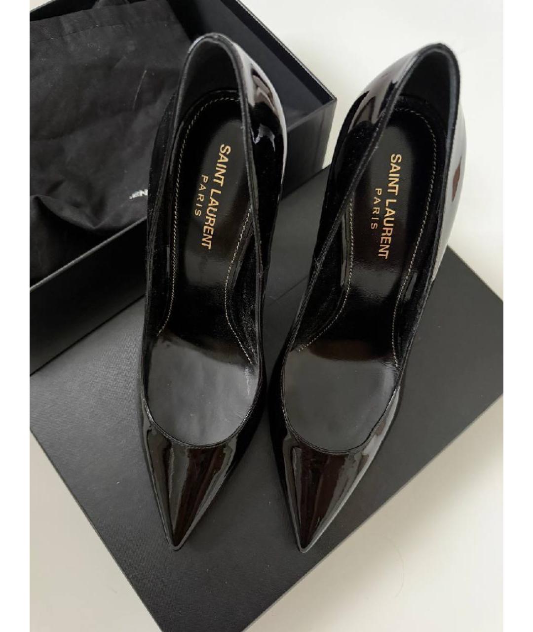 SAINT LAURENT Черные туфли из лакированной кожи, фото 2