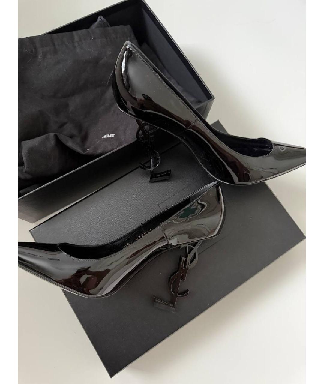 SAINT LAURENT Черные туфли из лакированной кожи, фото 5
