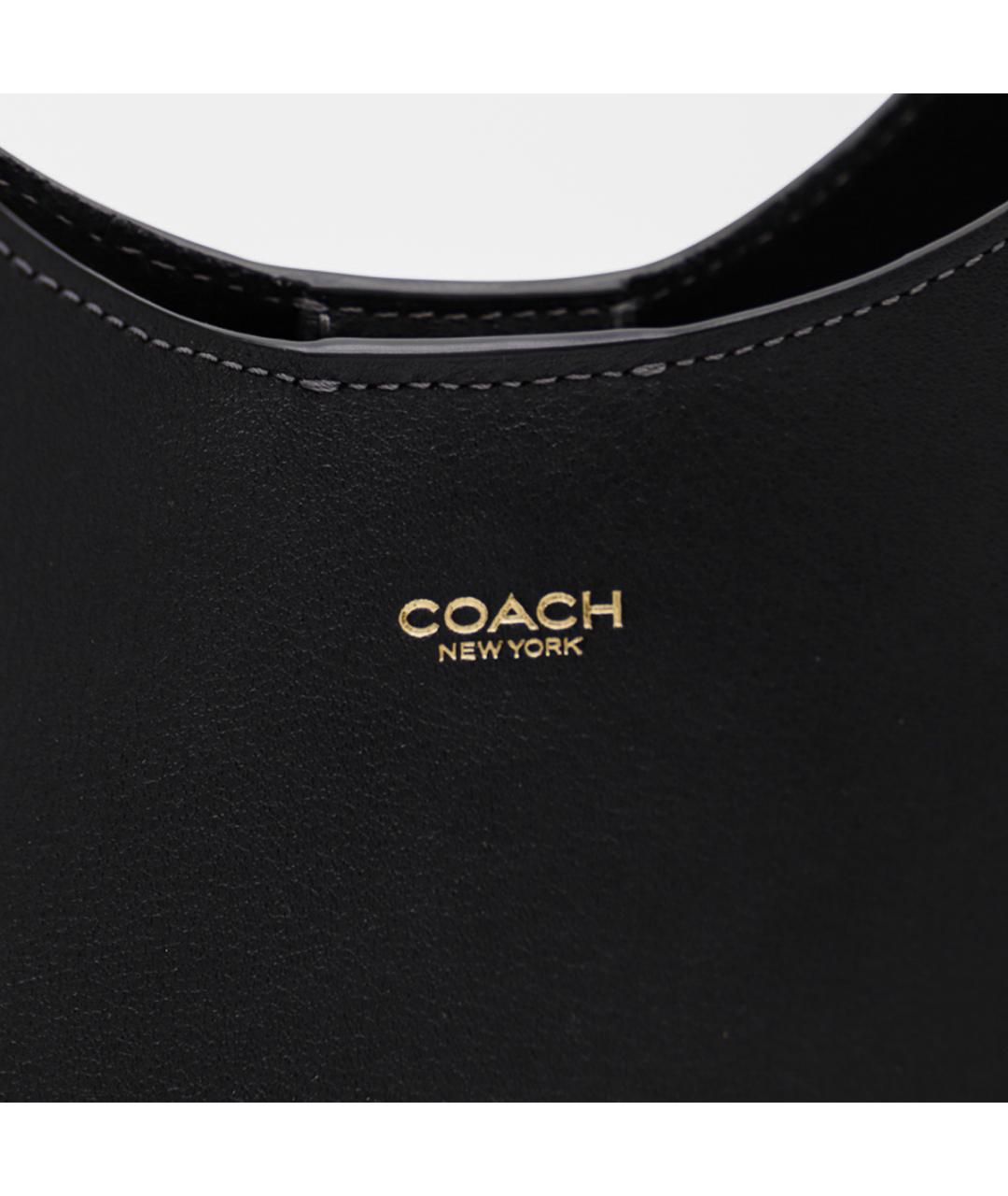 COACH Черная кожаная сумка тоут, фото 4