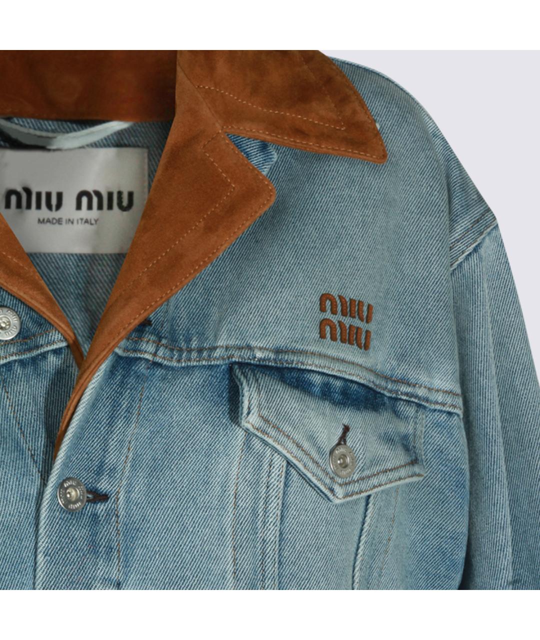MIU MIU Голубая хлопковая куртка, фото 3