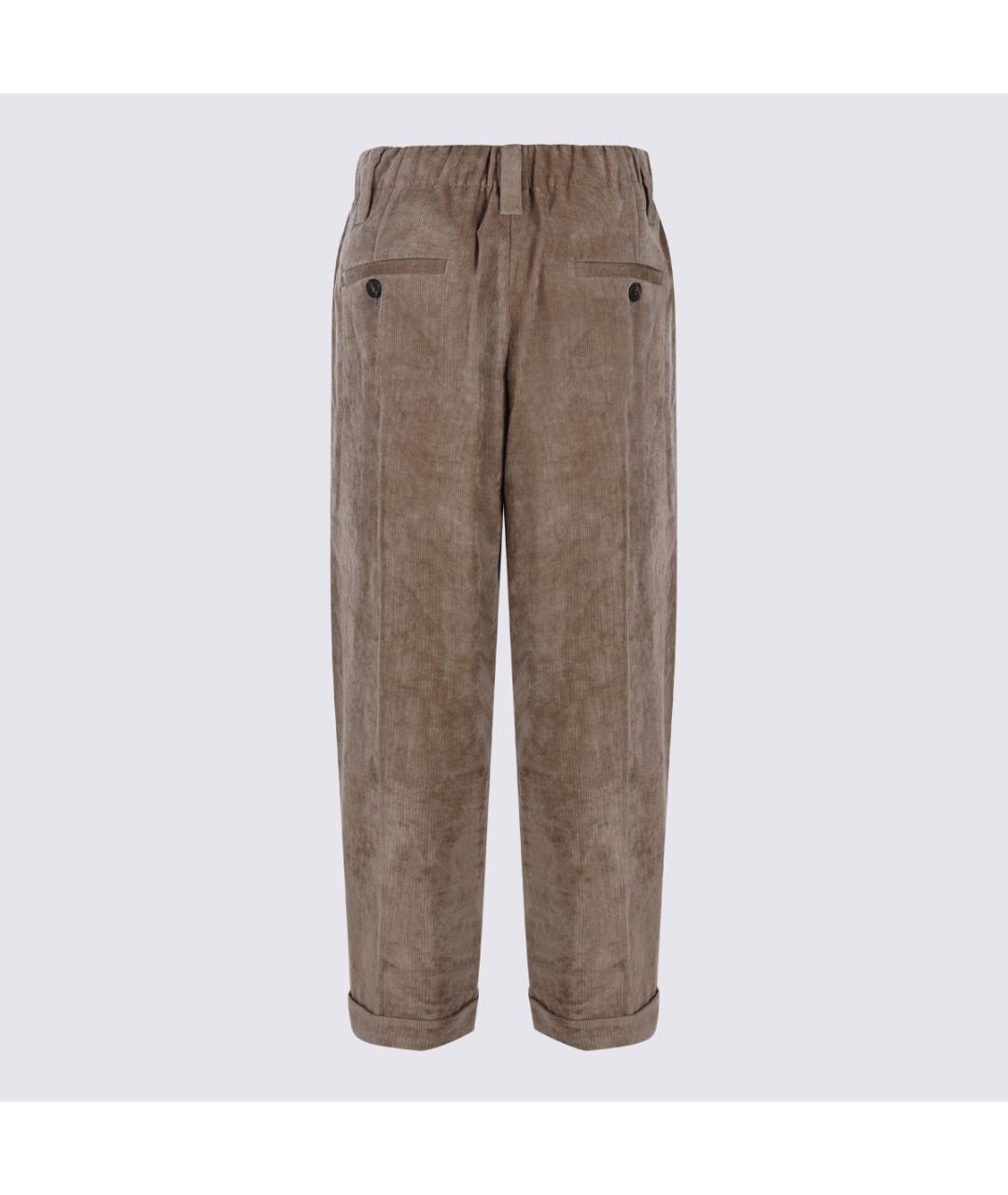 BRUNELLO CUCINELLI Коричневые вискозные прямые брюки, фото 2