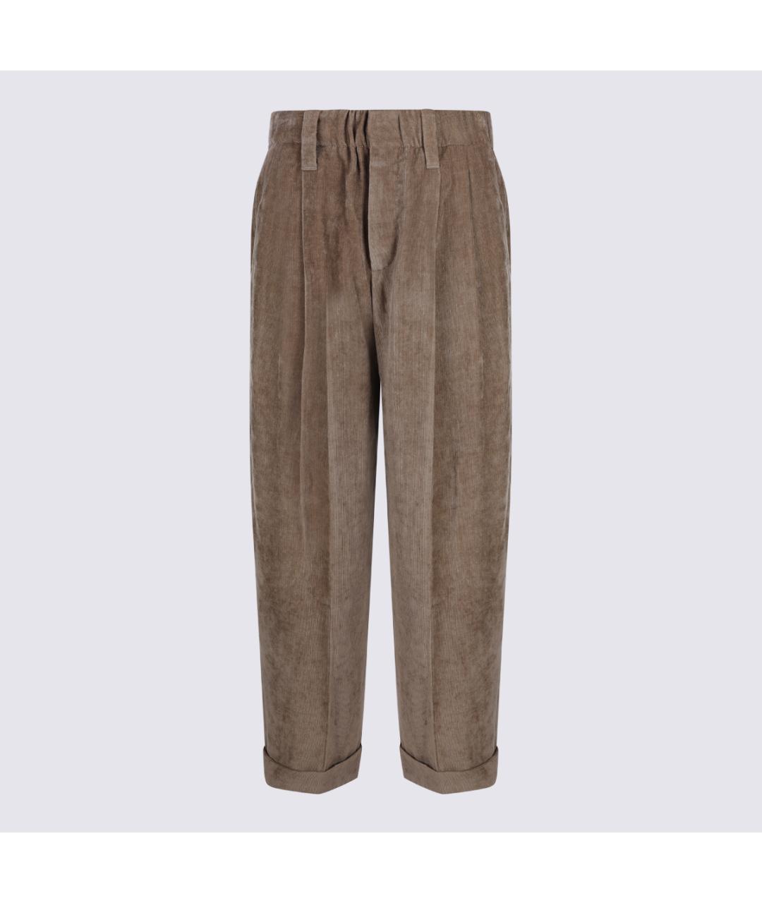 BRUNELLO CUCINELLI Коричневые вискозные прямые брюки, фото 5