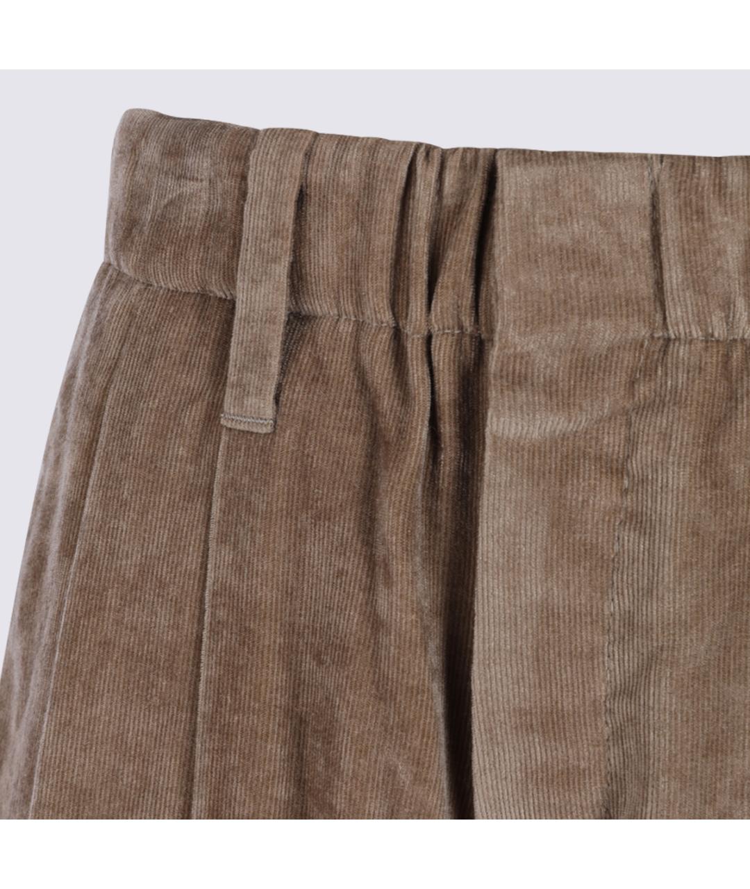 BRUNELLO CUCINELLI Коричневые вискозные прямые брюки, фото 3