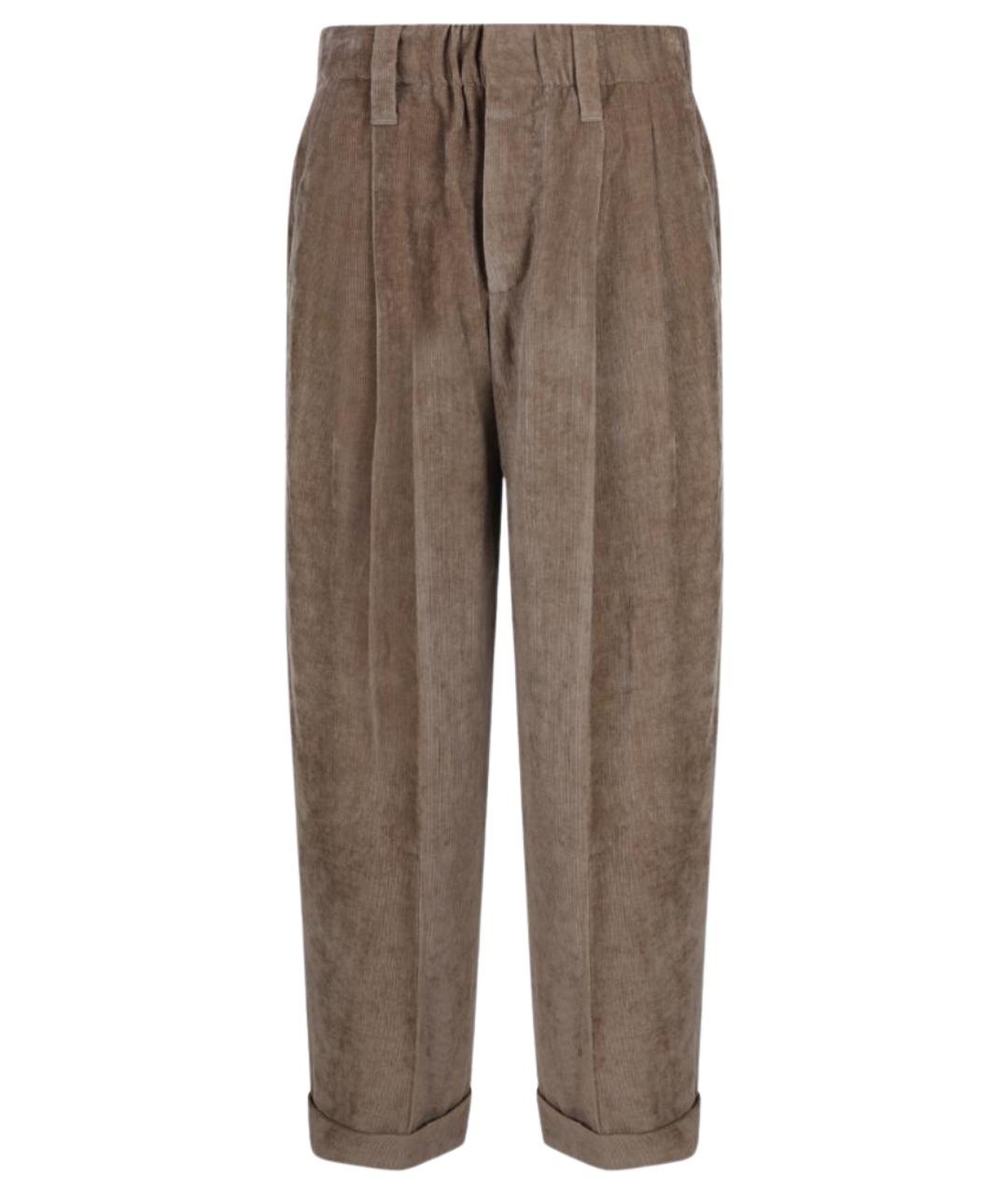 BRUNELLO CUCINELLI Коричневые вискозные прямые брюки, фото 1