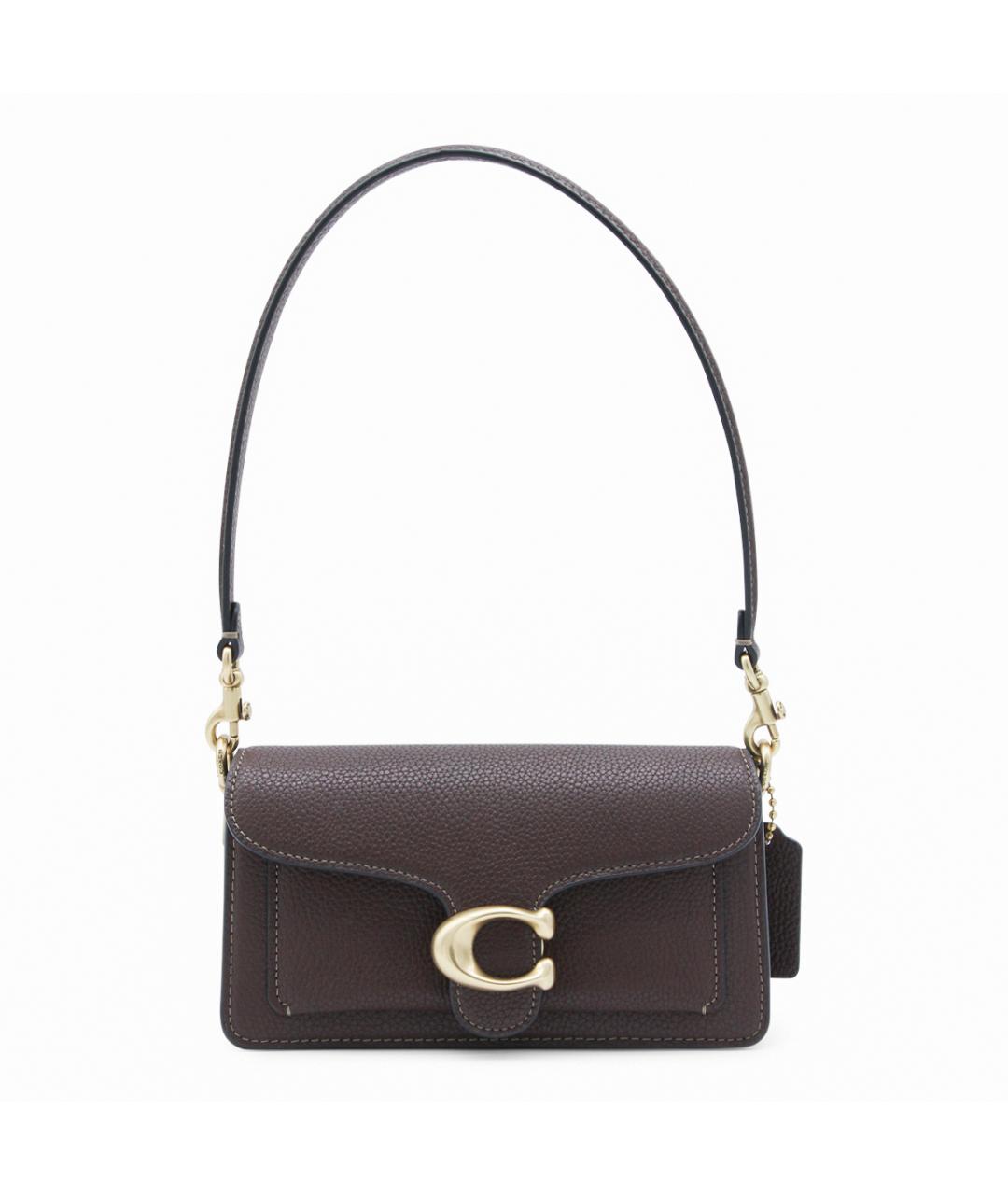 COACH Коричневая кожаная сумка с короткими ручками, фото 1