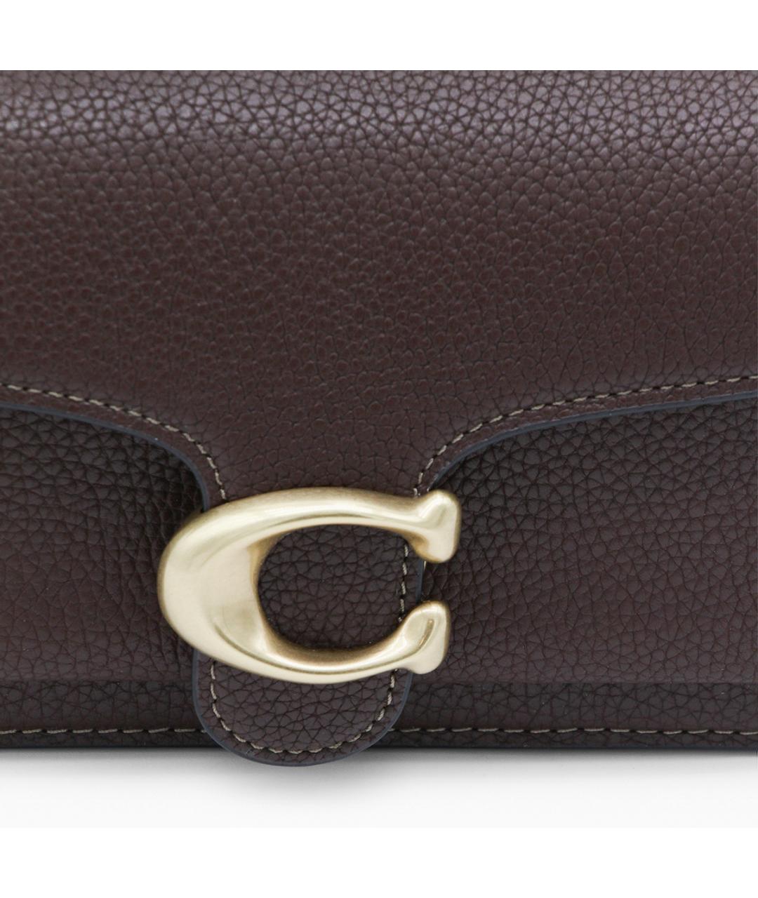 COACH Коричневая кожаная сумка с короткими ручками, фото 4