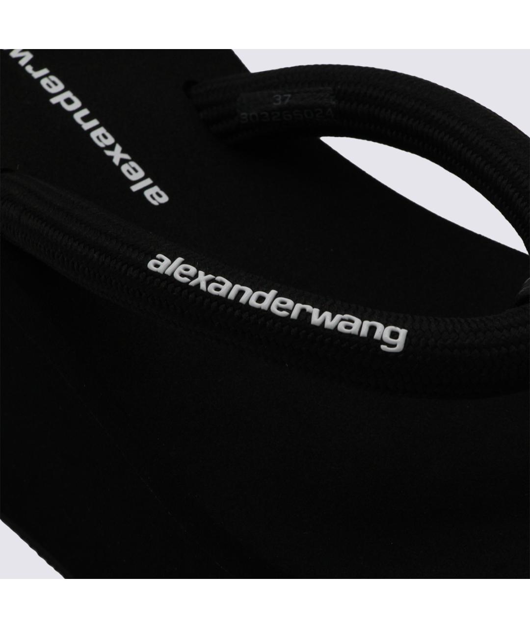 ALEXANDER WANG Черные текстильные шлепанцы, фото 4