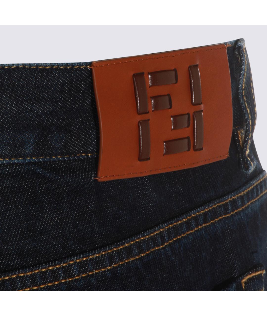 FENDI Синие хлопковые прямые джинсы, фото 4