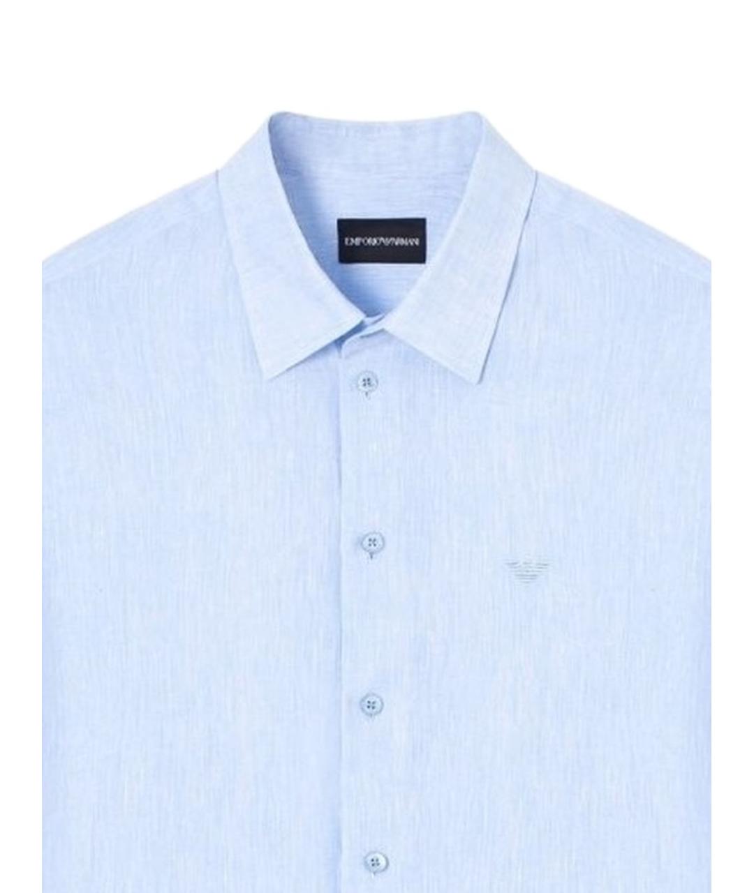 EMPORIO ARMANI Голубая хлопковая классическая рубашка, фото 2