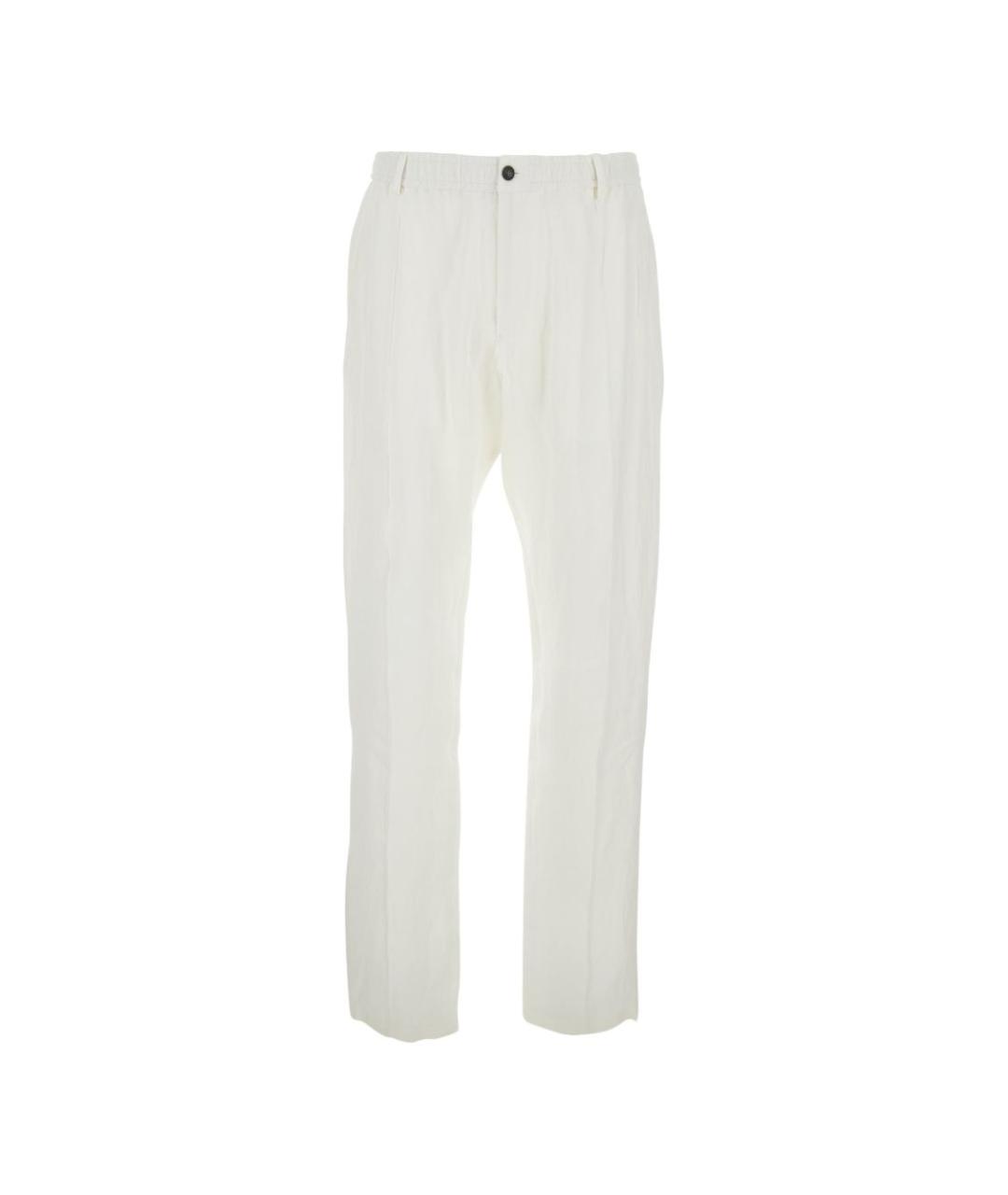EMPORIO ARMANI Белые льняные повседневные брюки, фото 1