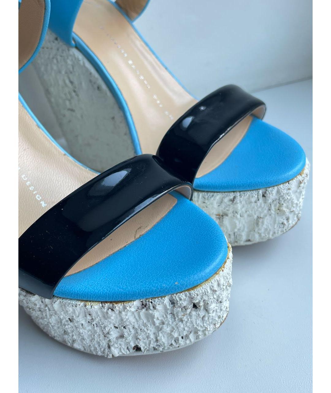 GIUSEPPE ZANOTTI DESIGN Голубые кожаные босоножки, фото 8