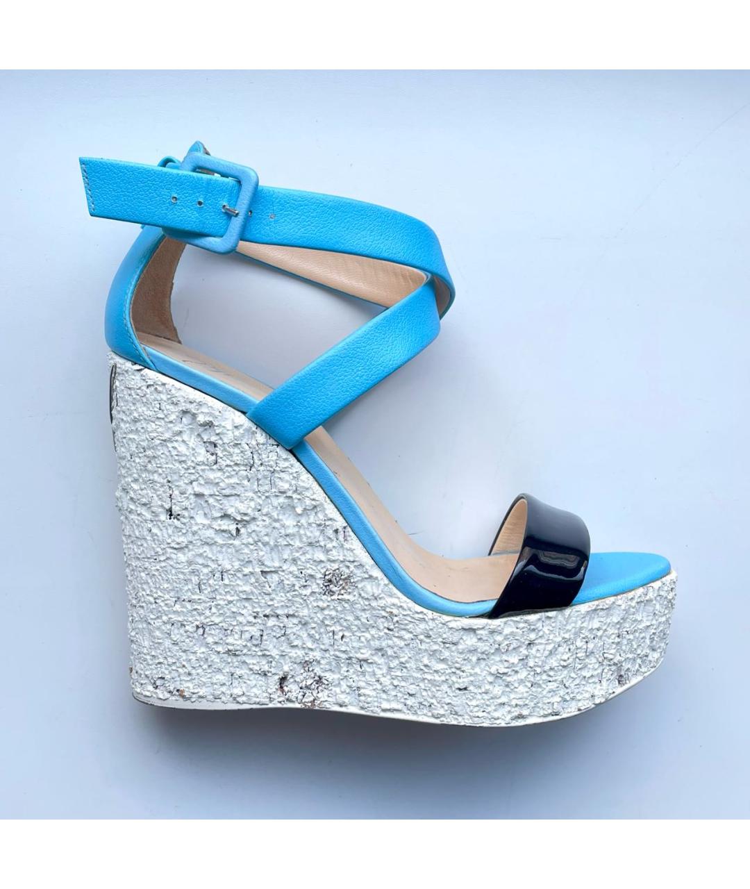 GIUSEPPE ZANOTTI DESIGN Голубые кожаные босоножки, фото 9