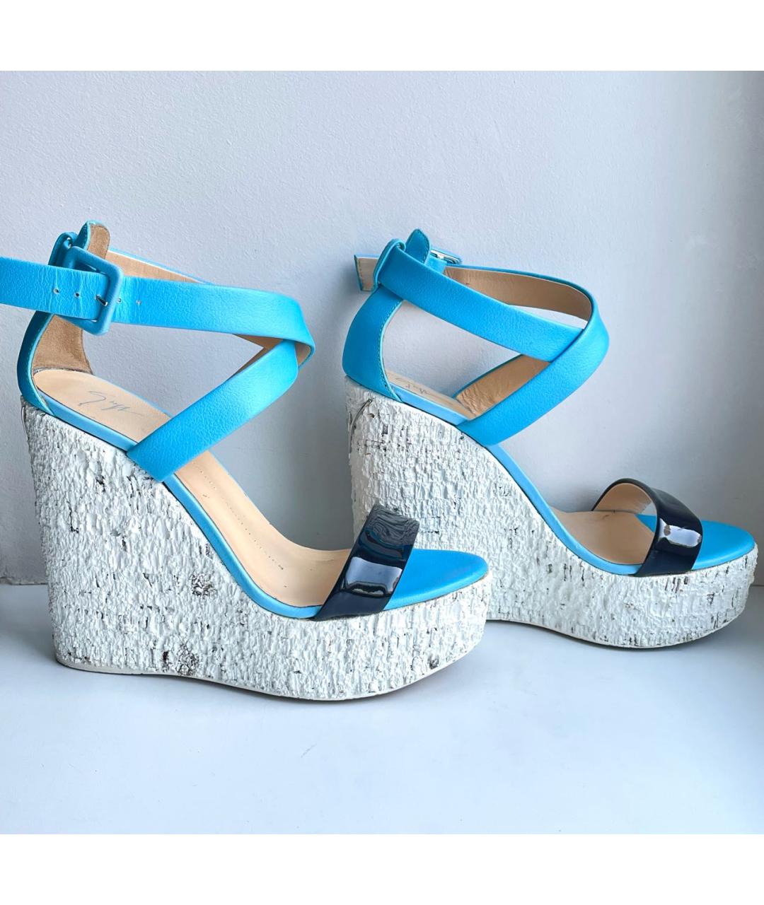 GIUSEPPE ZANOTTI DESIGN Голубые кожаные босоножки, фото 2