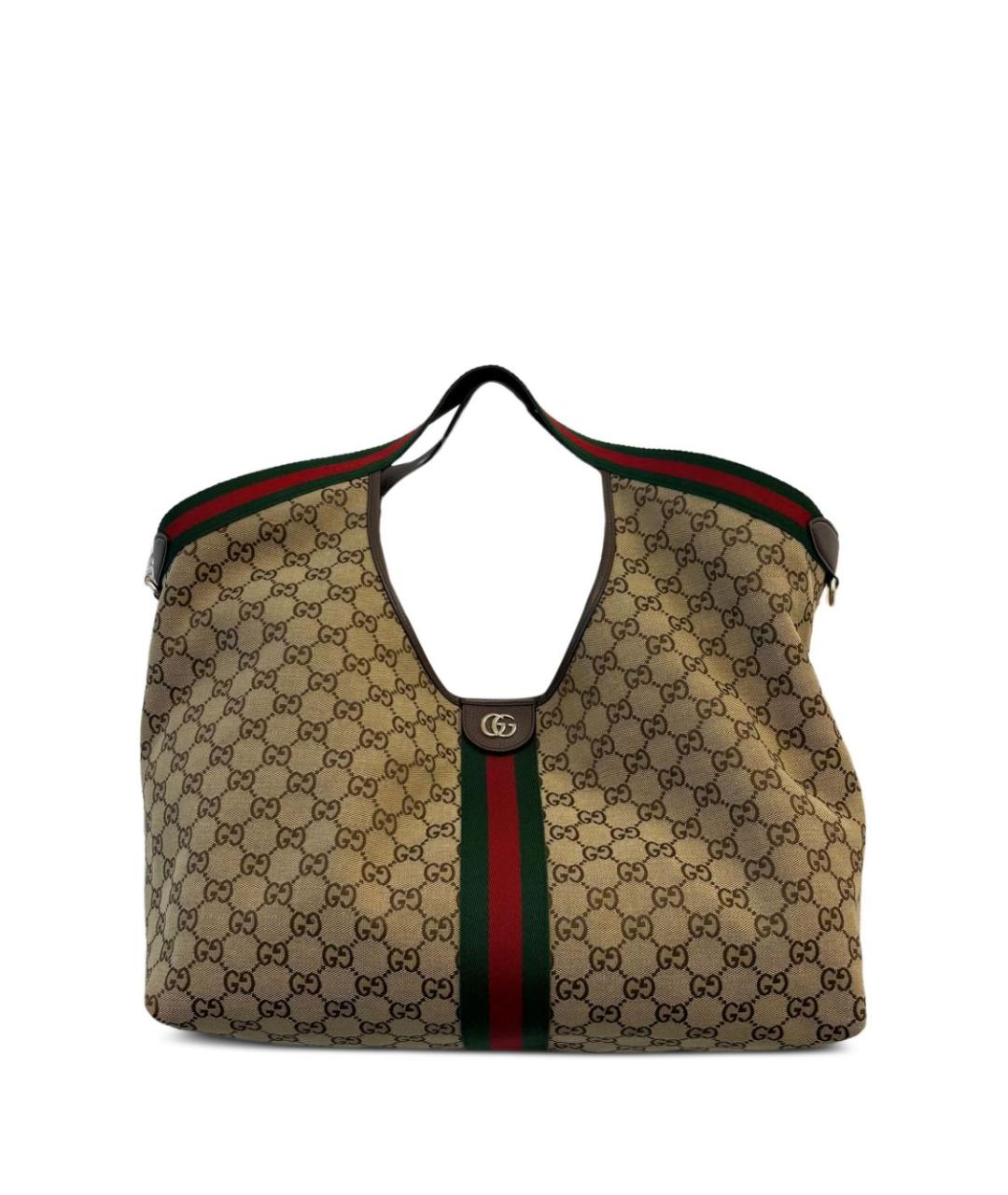 GUCCI Бежевая жаккардовая сумка тоут, фото 1