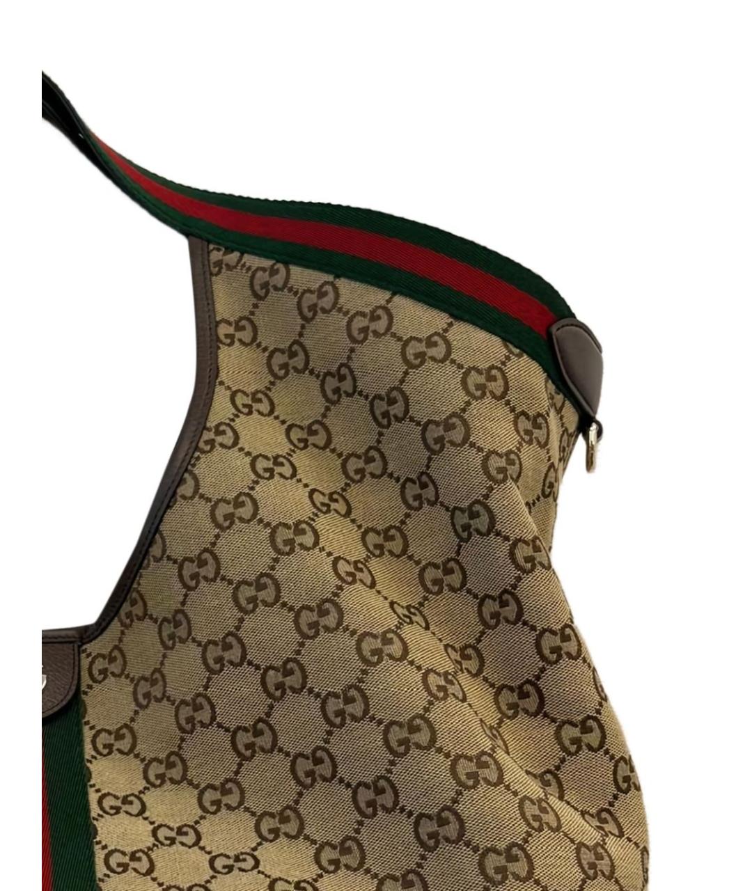 GUCCI Бежевая жаккардовая сумка тоут, фото 2