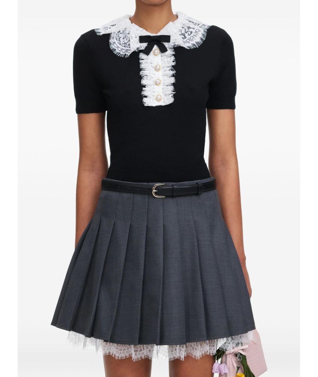 SELF-PORTRAIT Черная полиамидовая майка, фото 1
