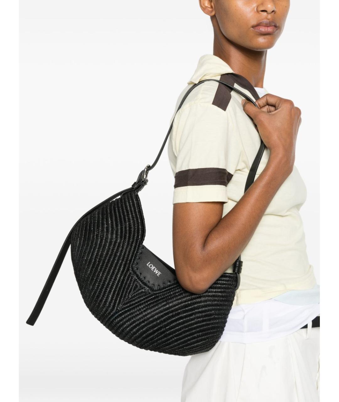 LOEWE Черная плетеная сумка через плечо, фото 4