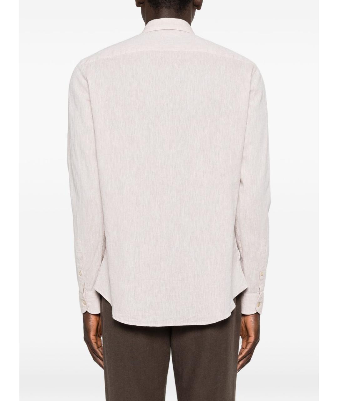 EMPORIO ARMANI Бежевая льняная классическая рубашка, фото 3