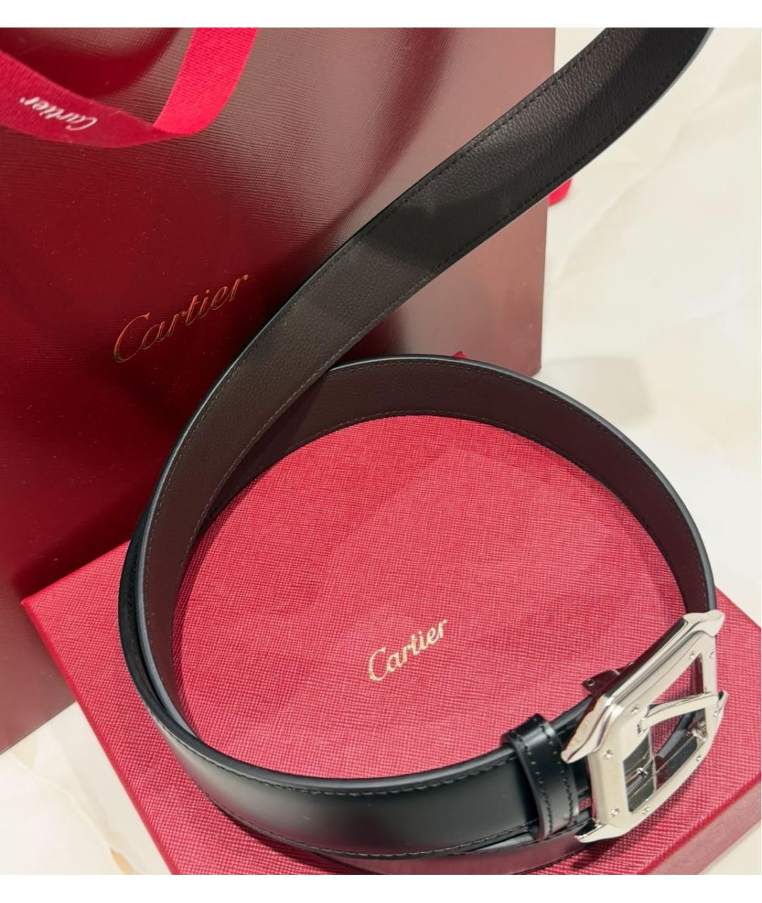 CARTIER Черный кожаный ремень, фото 6